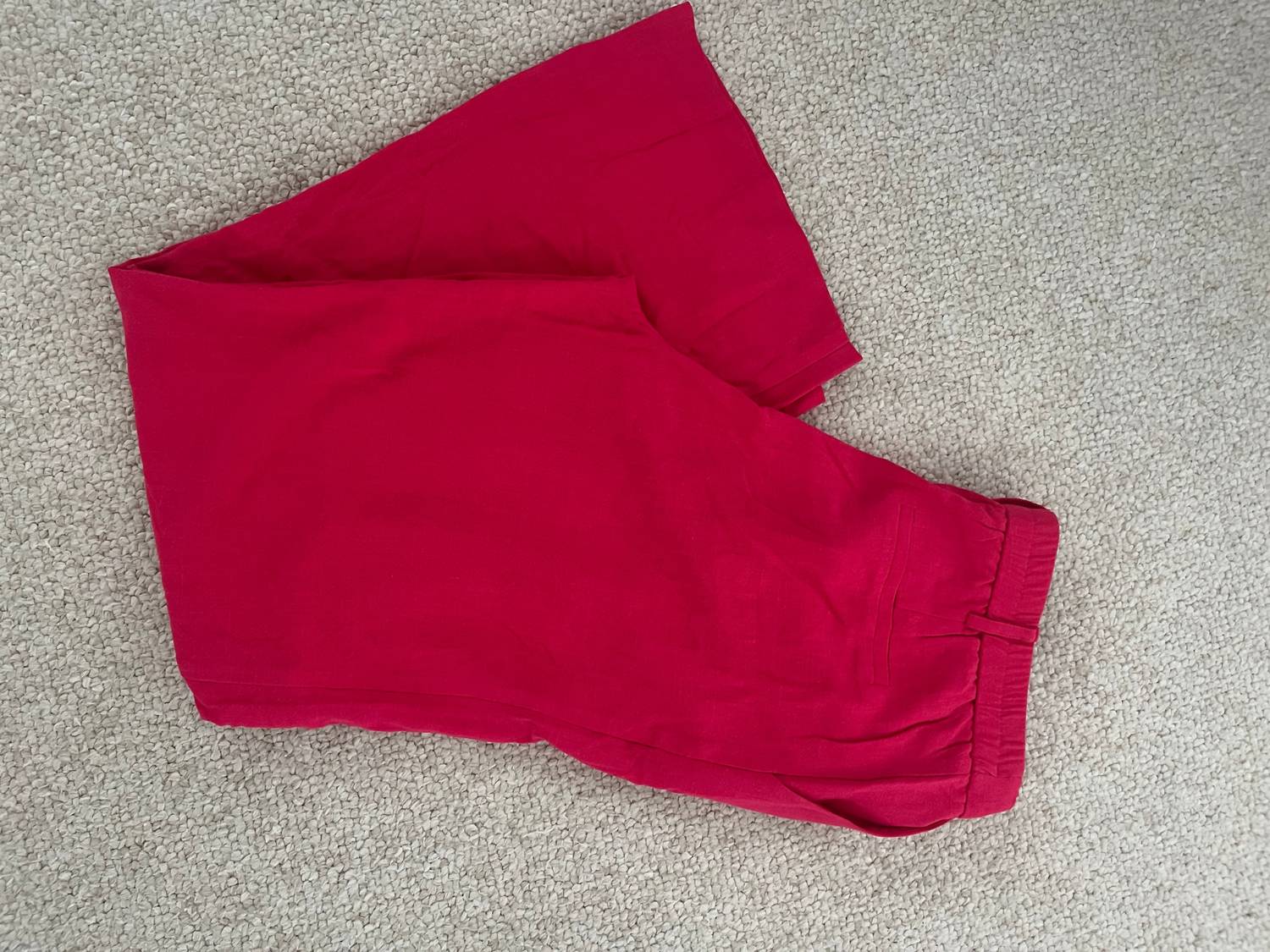 SKIES ARE BLUE Women's Stella Linen Wide Leg Trouser in cherry - women's pants - detail view