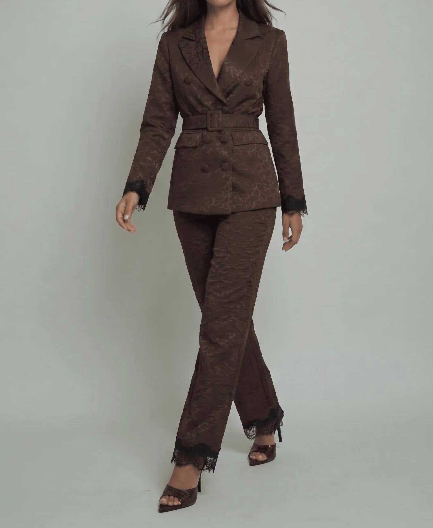 Akalia - Maison Jacquard Lace-trim Trousers