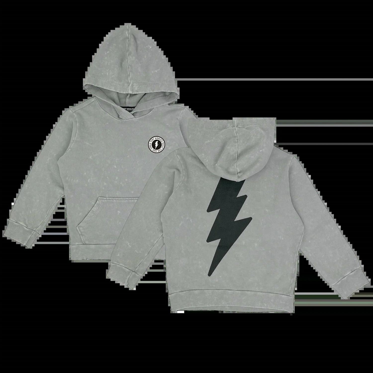 TINY WHALES Kid's Rad Power Hoodie Top in mineral granite - kids' shirt - alternate view