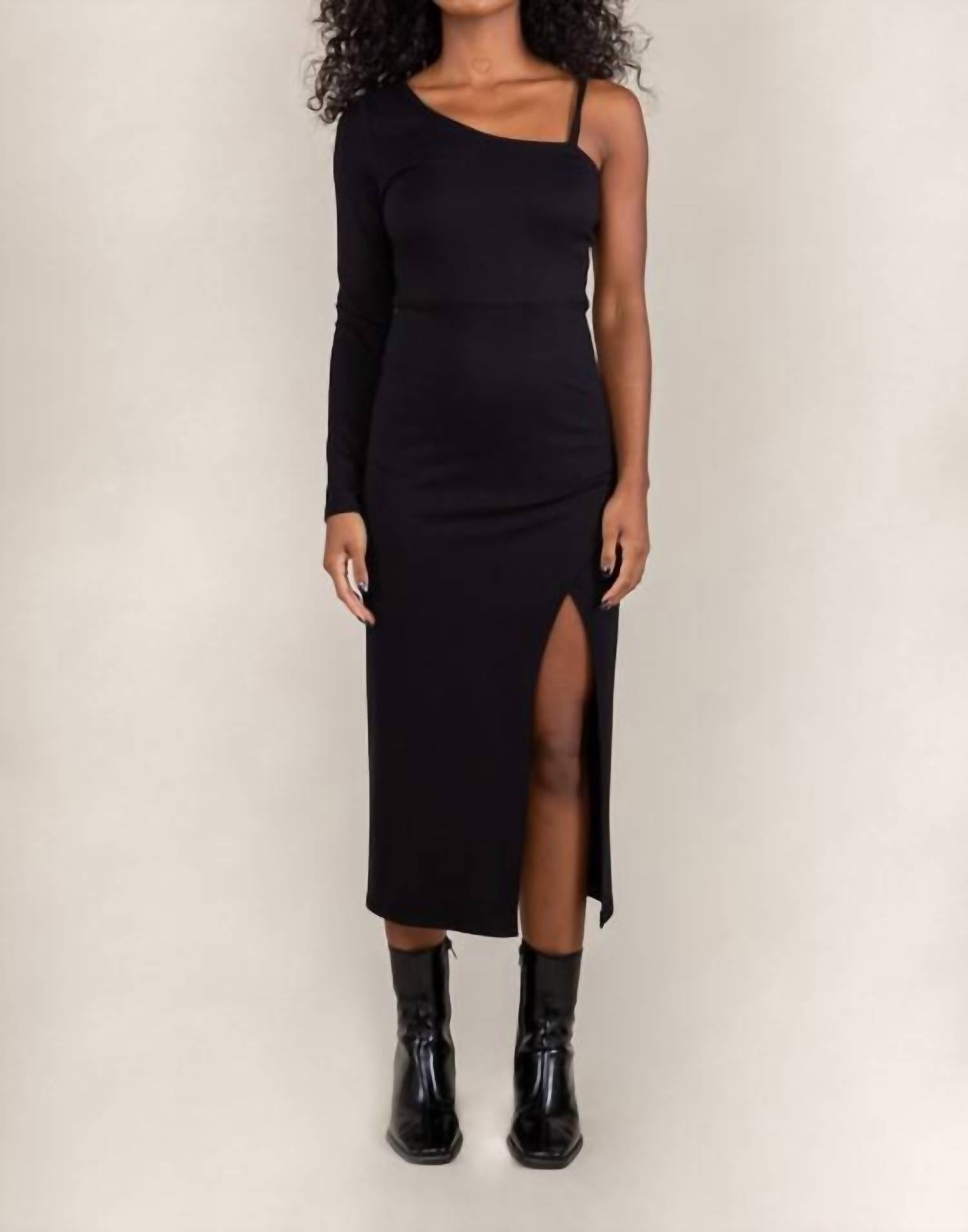 nlt Tari Asymmetrical Dress in black - women's dress - detail view