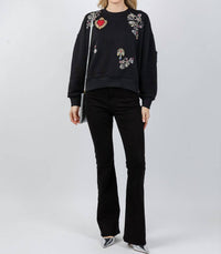 cinq a sept Heritage Patch Brandy Pullover Sweater in black multi - women's sweater - view 6