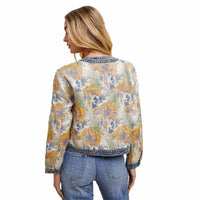 Anniewear - Floral Jacquard Contrast Jacket