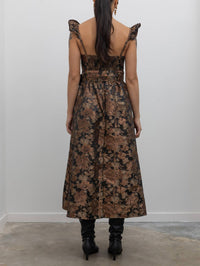 Collective - Floral Jacquard Corset Midi Dress