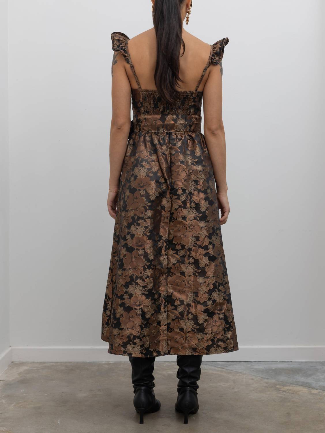 Collective - Floral Jacquard Corset Midi Dress