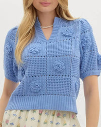 entro Morning Rays Sweater in blue - women's sweater - detail view