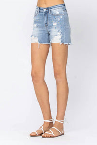Judy Blue - High Rise Paint Splash Destroy Shorts