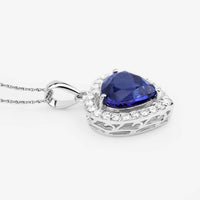 Diana M Jewels Women's Heart Natural Tanzanite Pendant Necklace (3.74 Ct) - Signature Plus in 14k white gold - women's jewelry - detail view