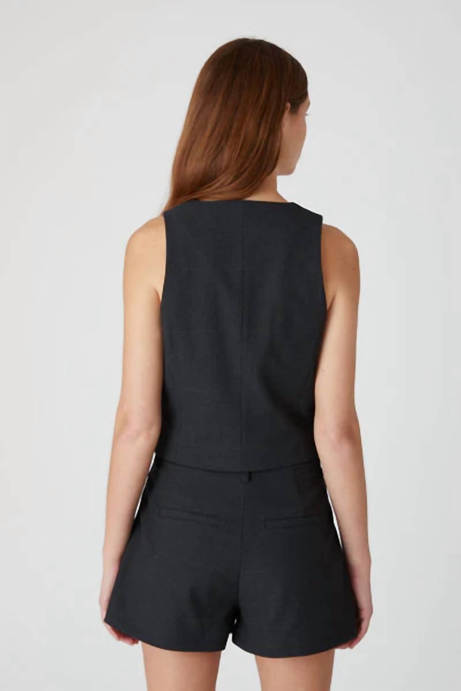 Blank Tailored Plaid Vest in dark grey - women's jacket - view 4