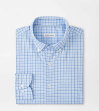 PETER MILLAR Calvin Crown Lite Cotton-stretch Sport Shirt in cottage blue - men's shirt - alternate view