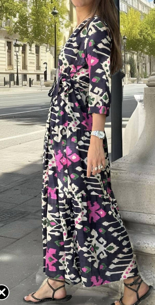 Vilagallo - Long Wrap Ikat Dress