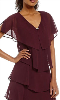 Slny - Georgette Tiered Capelet Dress