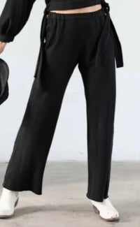 Mila Clothing Organic Knit Trousers in black - women's pants - detail view