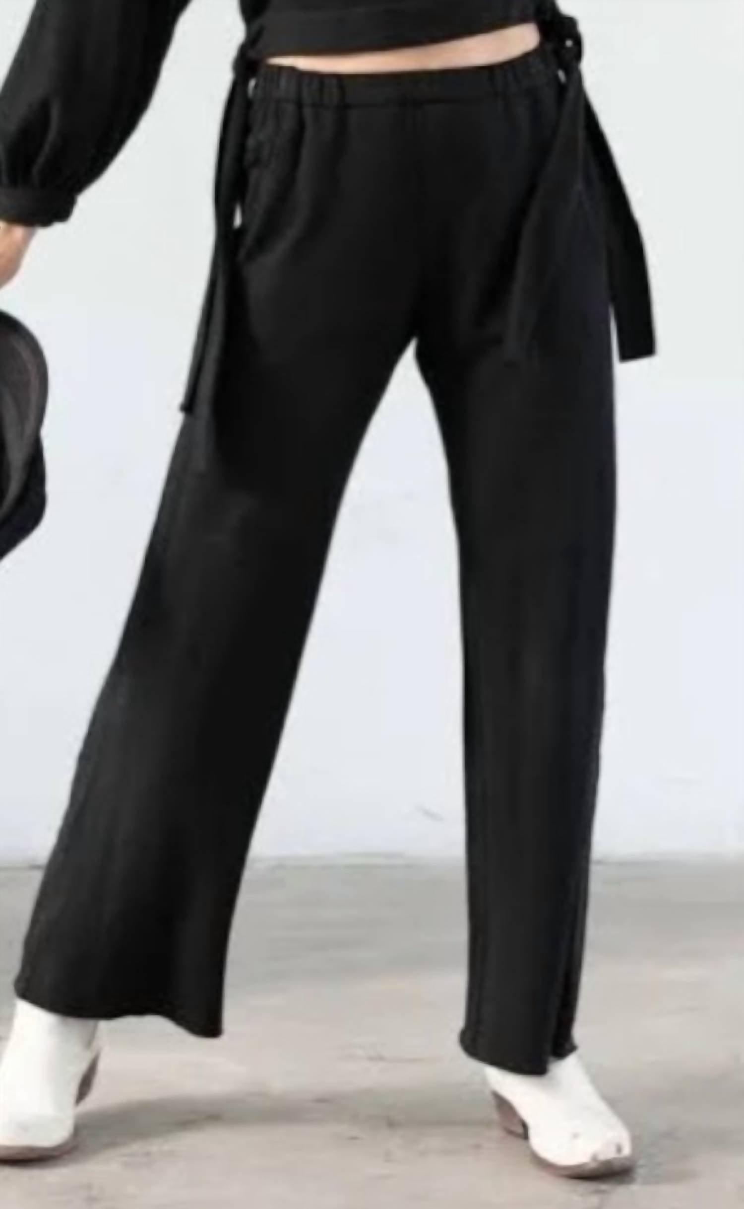 Mila Clothing Organic Knit Trousers in black - women's pants - detail view