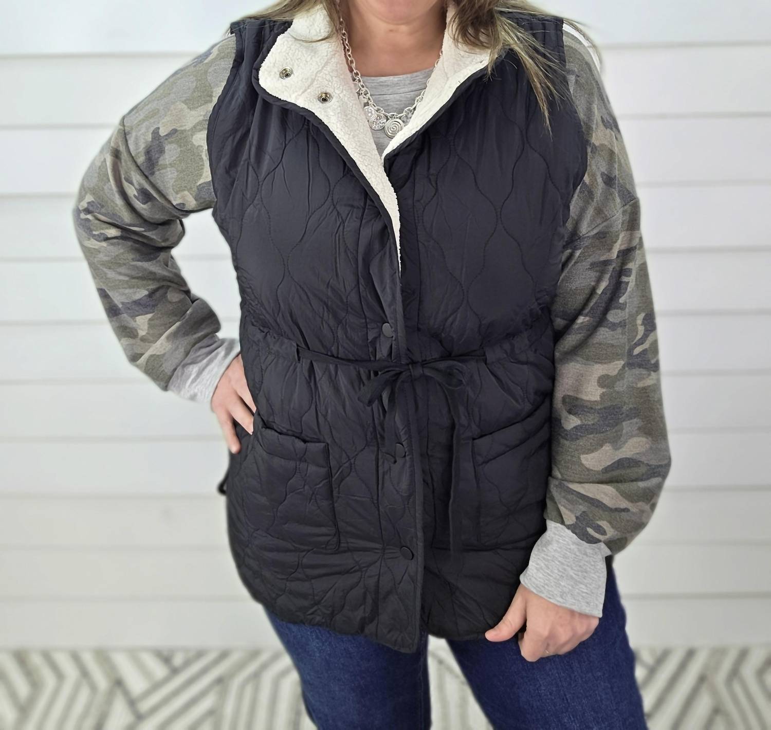 Staccato - Sherpa Lined Quilted Tie Vest
