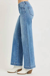 Risen - Tummy Control Mid Rise Wide Straight Jeans