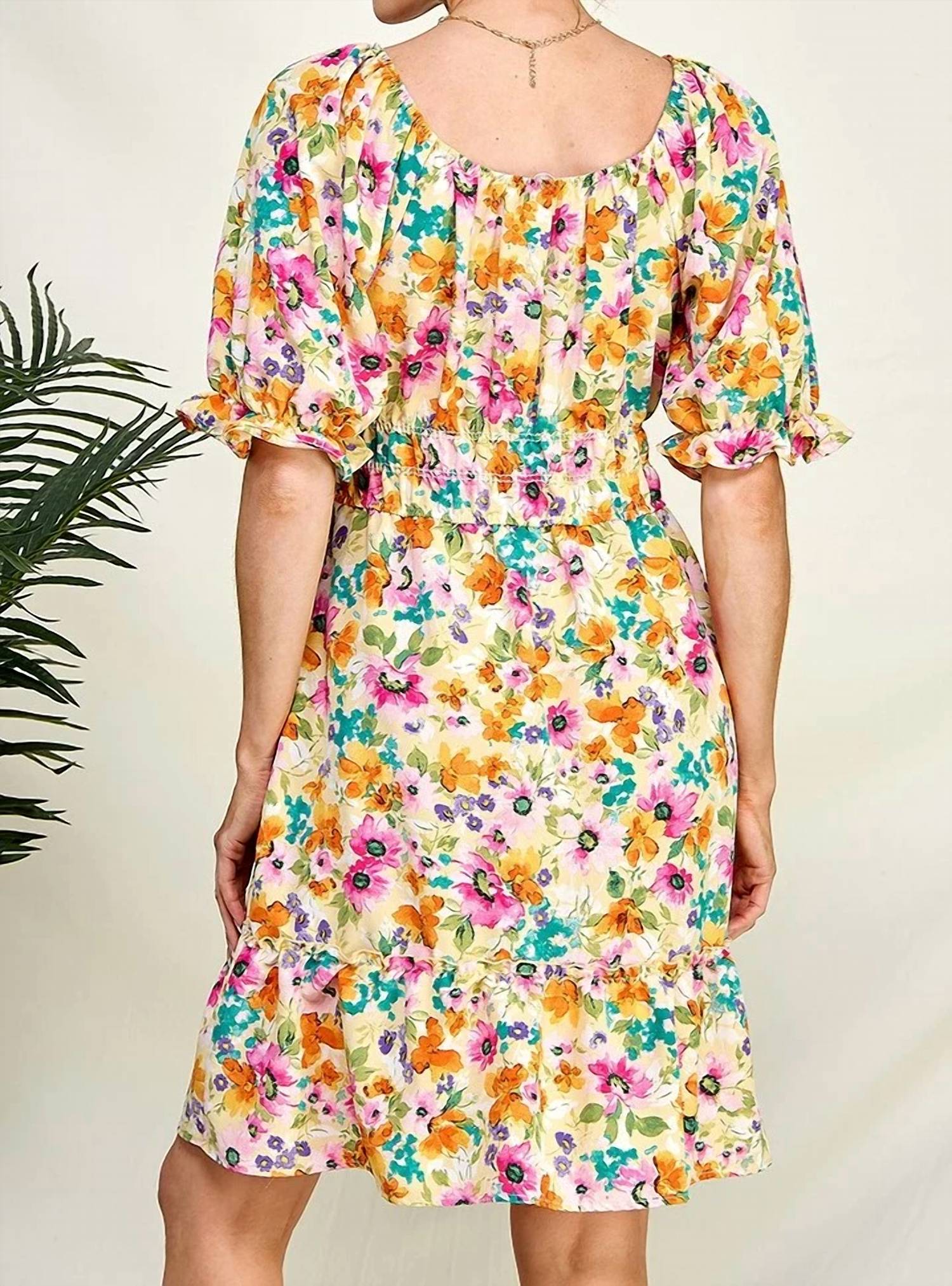 Chris & Carol - Carefree Smocked Waist Mini Dress