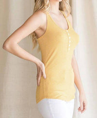 7Th Ray - Striped Button Front Tank