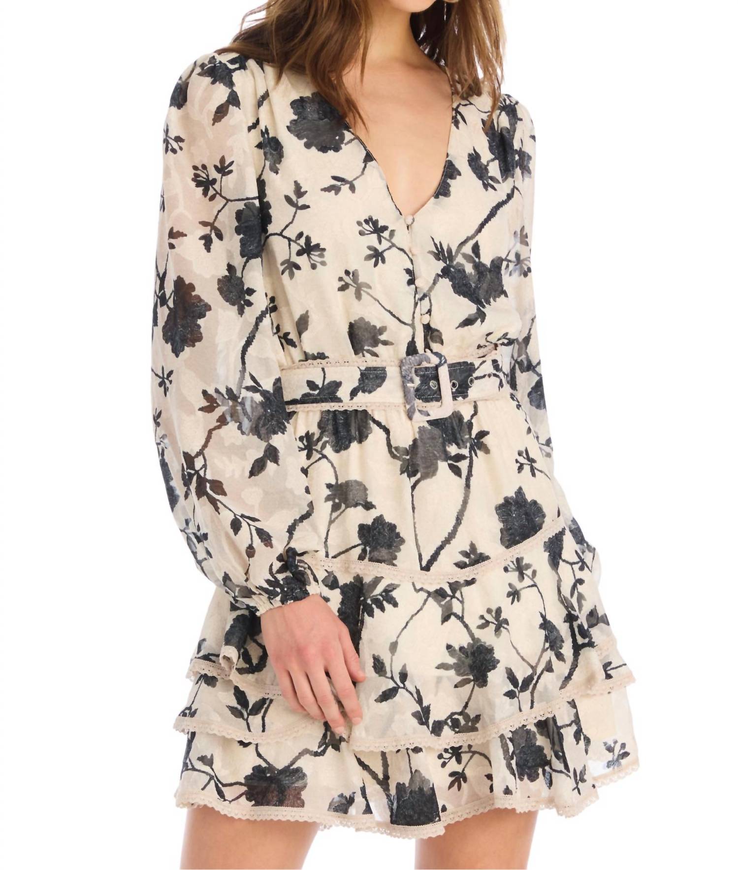 ALLISON NEW YORK Louis Mini Dress in ivory black - women's dress - view 4