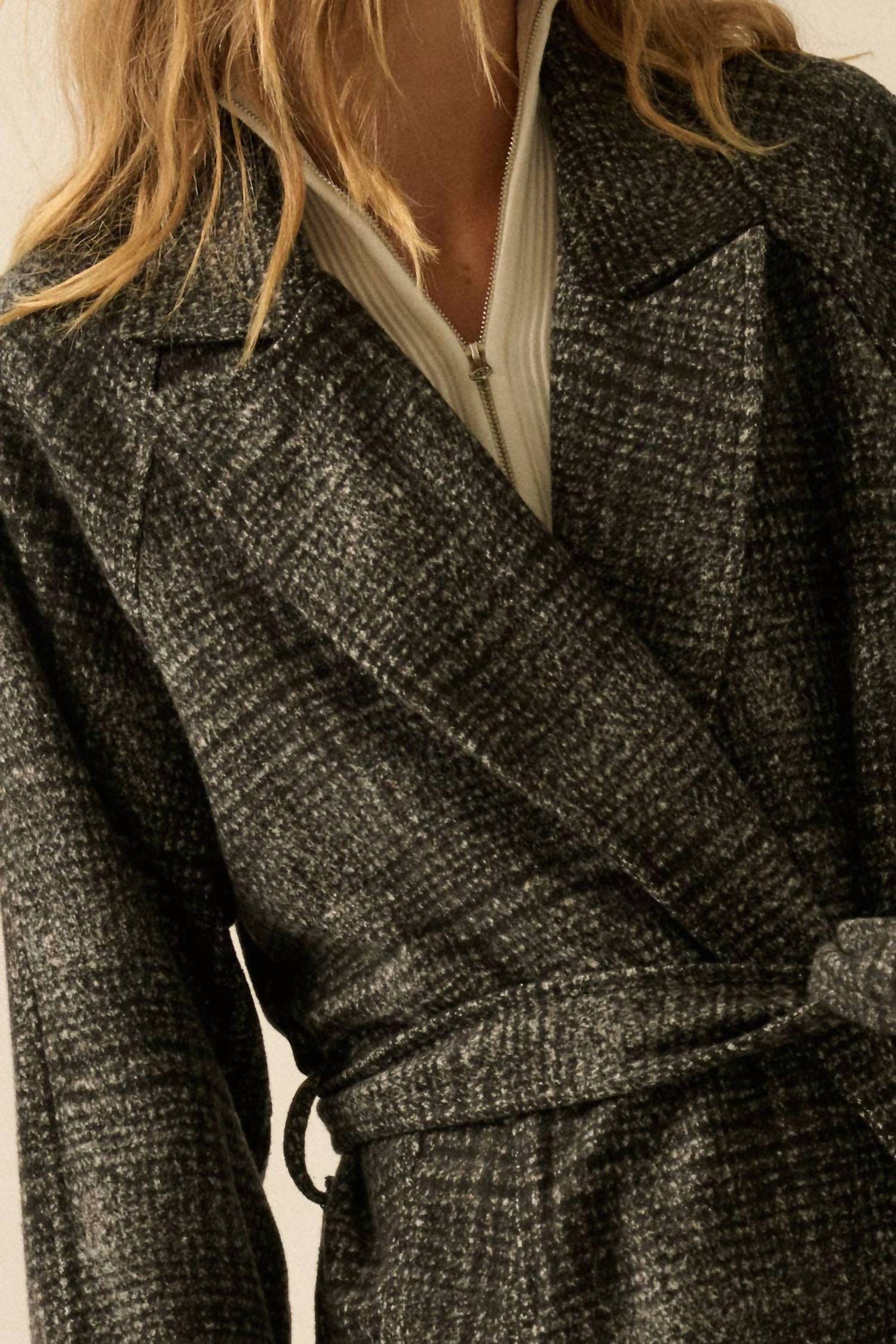 Promesa - Refined Plaid Belted Coat