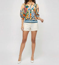 Celina Moon Sharona Puff Sleeve Shirt in multicolor - women's blouse