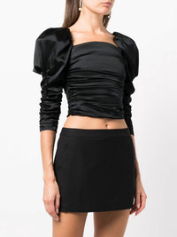 Katrice 3/4 Puff Sleeve Square Neck Ruched Top Blouse