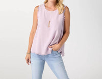 Coco + Carmen - Sloane Button Back Tank With Frayed Edge