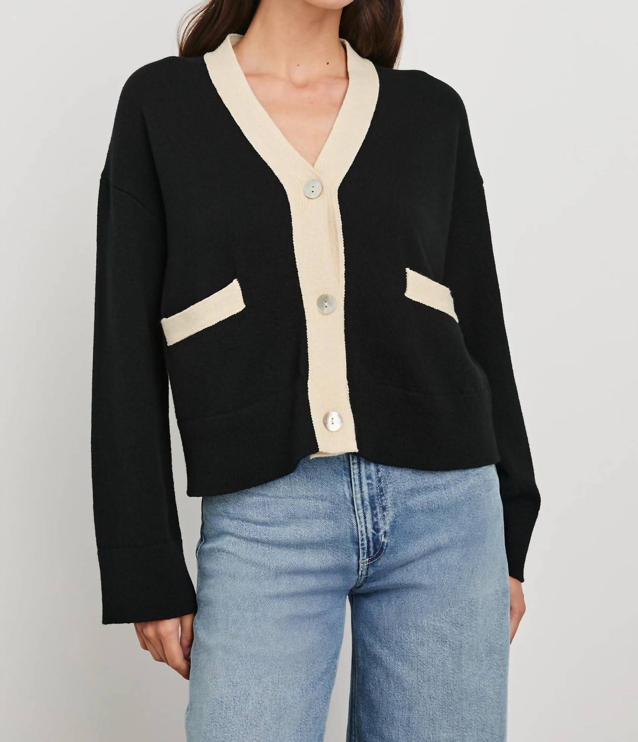 Rails Geneva Cardigan in black ivory 1 - women's cardigan - alternate view