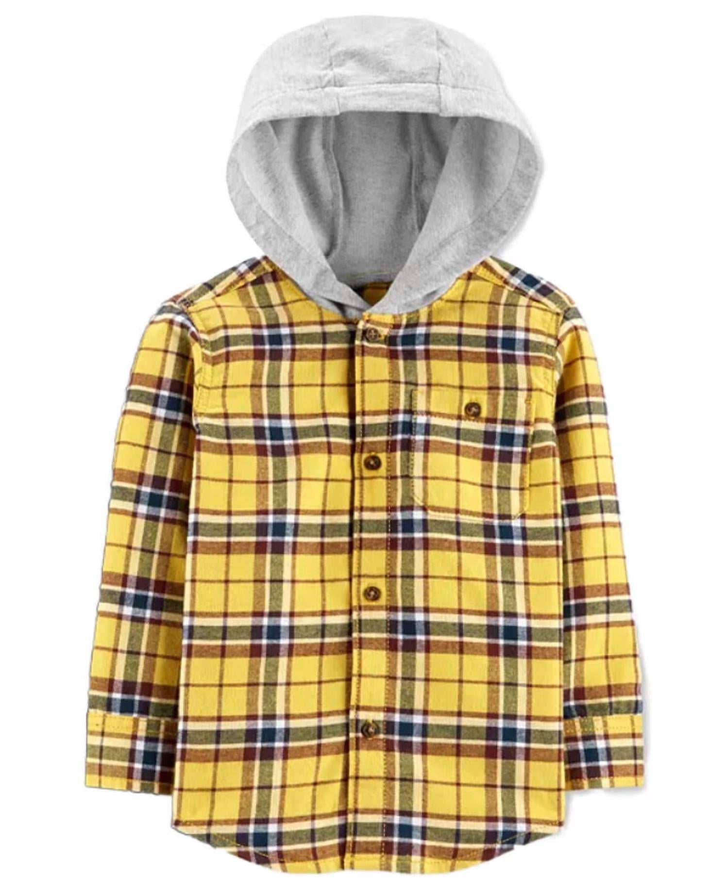 Carter'S - Baby Boys Cotton Hooded Plaid Flannel Shirt