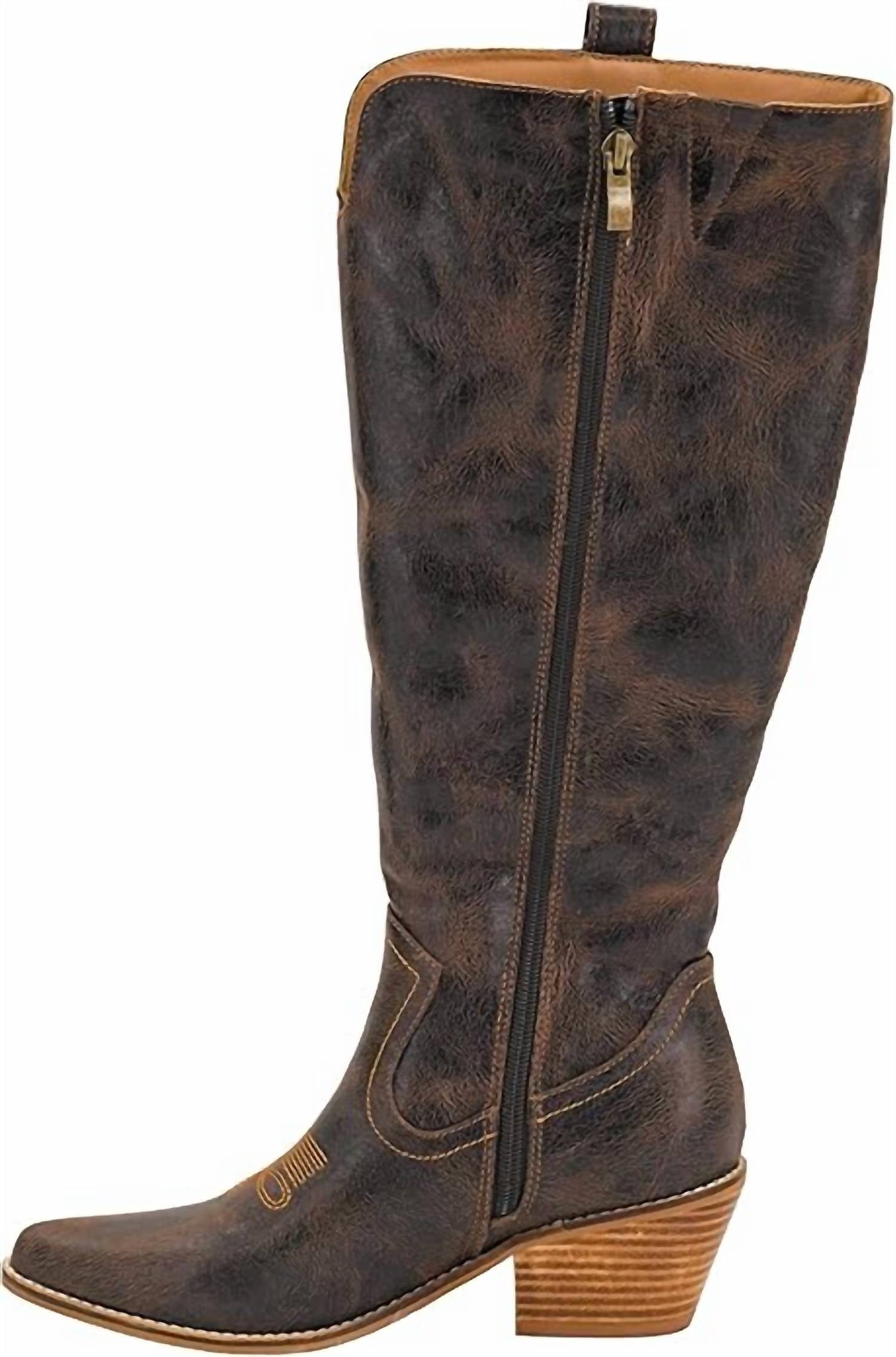 Corkys Footwear Women's Hats Off Tall Boots in espresso crinkle - women's shoe - detail view