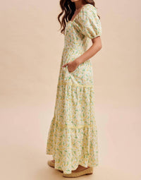 In-Loom - Women's Floral Square Neck Maxi Dress