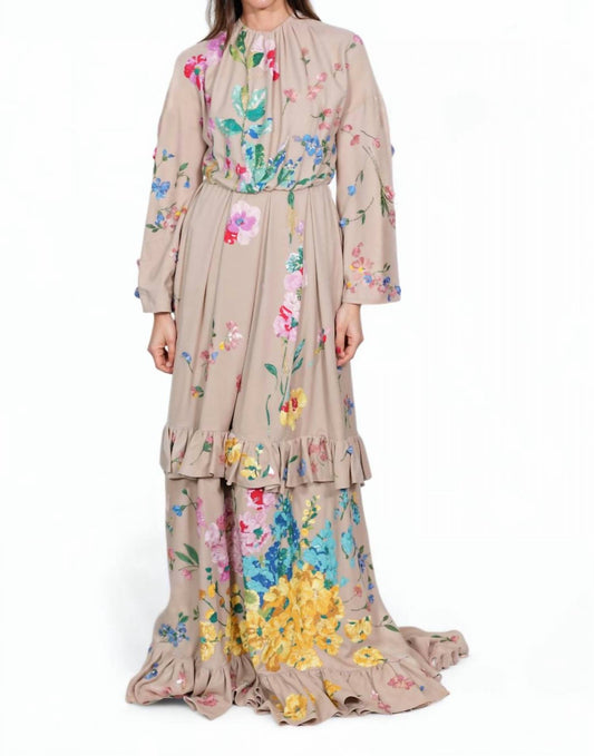Valentino - Floral Embroidered Ruffle Hem Gown