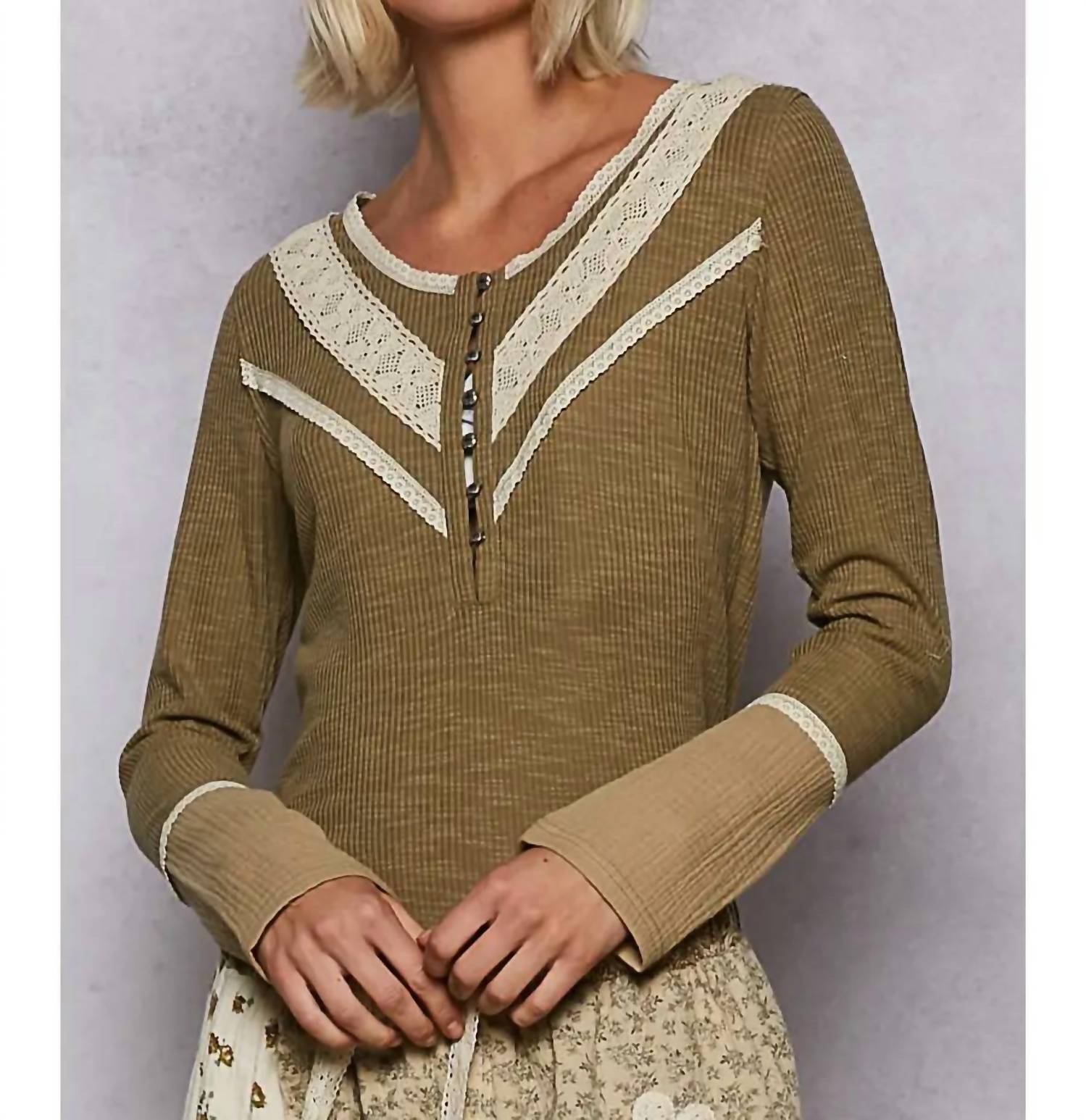 Pol - Vintage Gauze Long Sleeve Shirt
