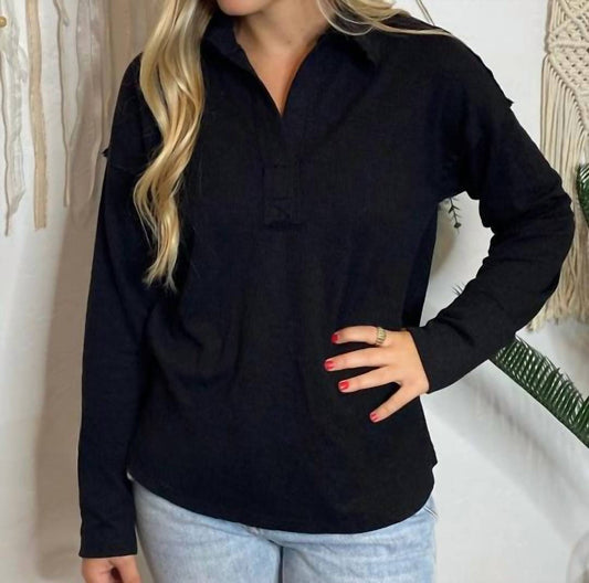 Jodifl - Textured Collared V-Neck Sweater