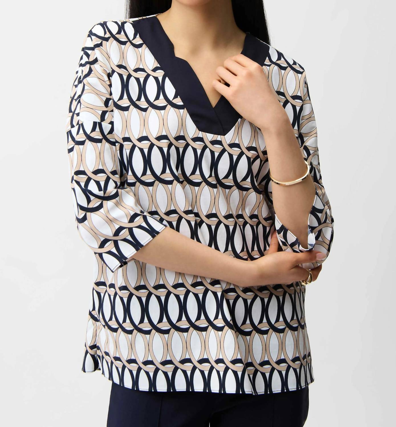 Joseph Ribkoff - Stretch Poplin Geometric Print Tunic