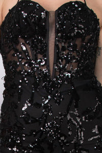 Colors Dress - Embroidered Plunging Neckline Gown