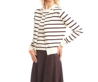 Karen Kane Stripe Cardigan Sweater in cream - women's cardigan - alternate view