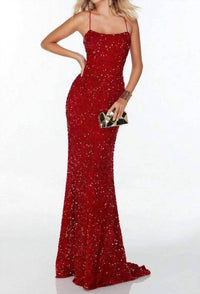 ALYCE PARIS Spaghetti Strap Sequin Evening Gown in red - women's dress