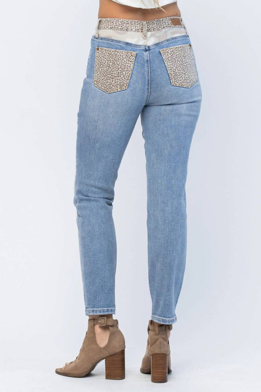 Judy Blue - Women's Cheetah Camo Block High Waist Slim Jeans