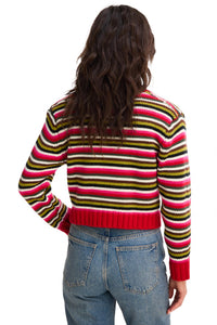 ALLISON NEW YORK Hailey Tie Cardigan in red multi - women's cardigan - detail view