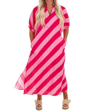 Entro - Women's Never Hold Back Stripe Midi Dress