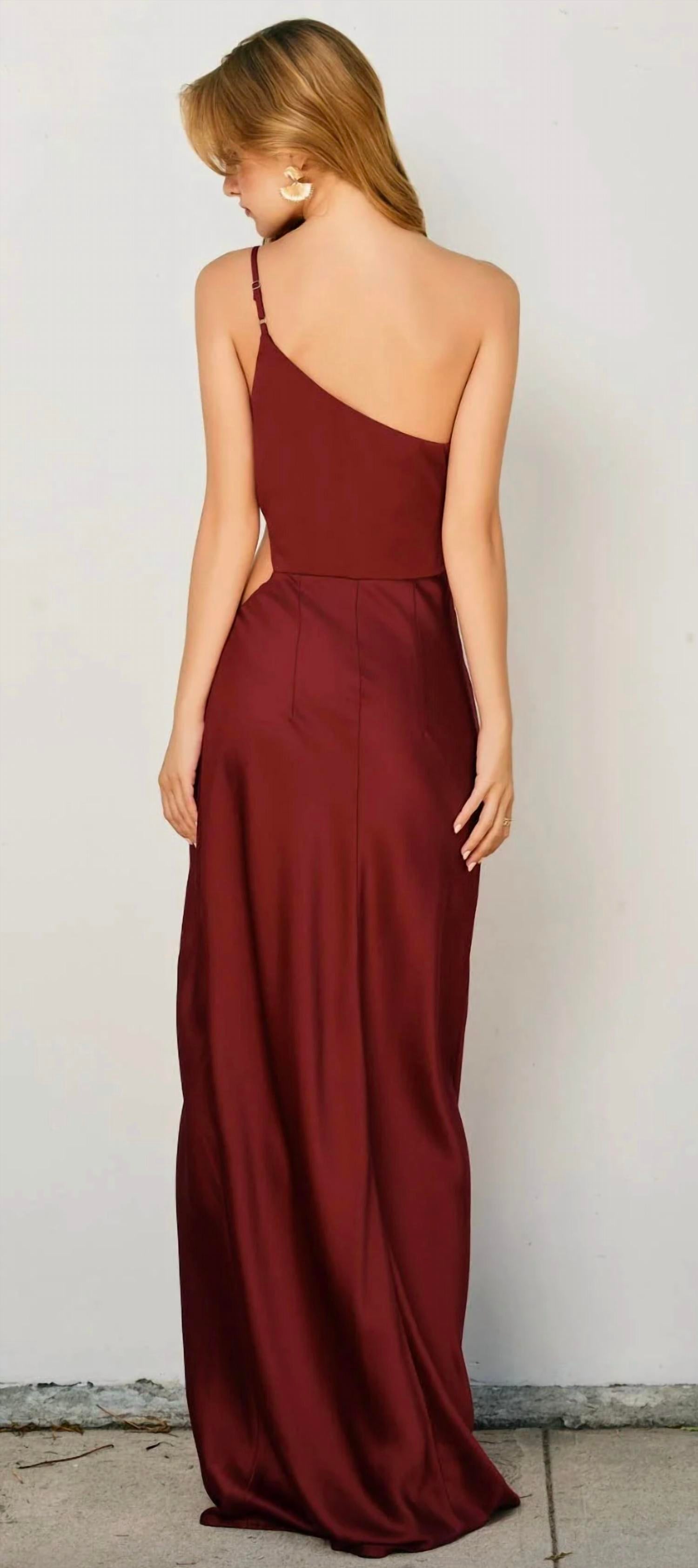 Dress Forum - Dull Satin One Shoulder Ruched Maxi Dress