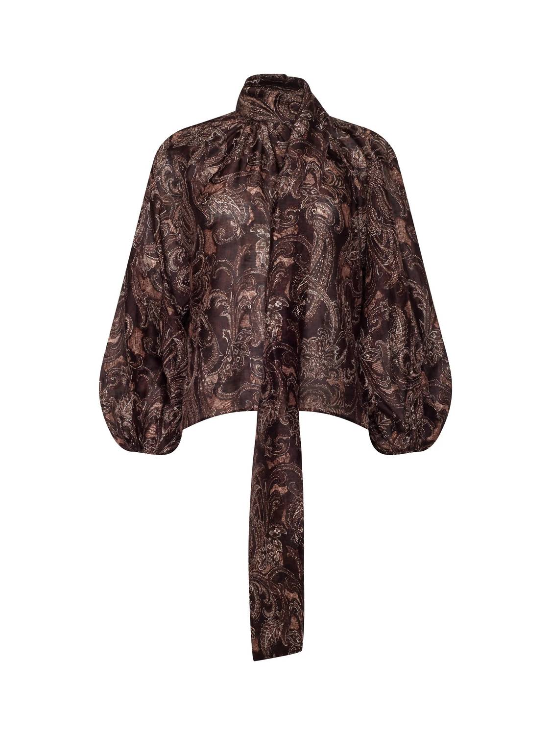 L'Agence Rhett Oversized Blouse in brown etched paisley - women's blouse - alternate view