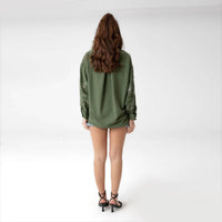 Soulofmu - DROP SHOULDER EMBROIDERY OVERSIZED SHIRT