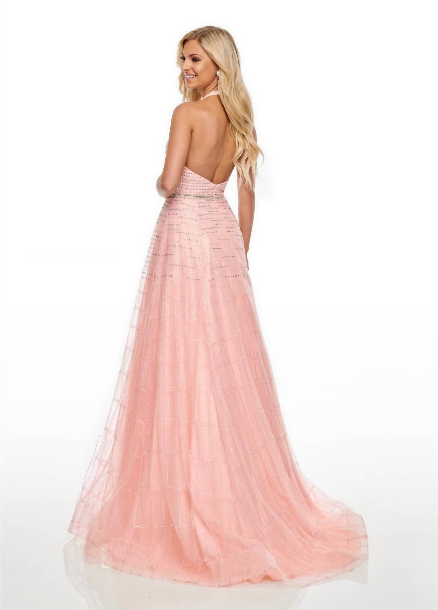 Rachel Allan - Glitter Tulle Halter Neck Prom Gown