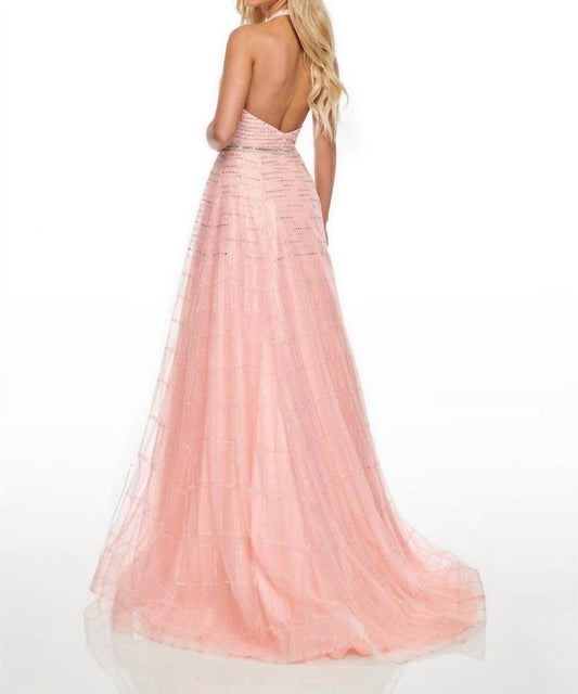 Rachel Allan - Glitter Tulle Halter Neck Prom Gown