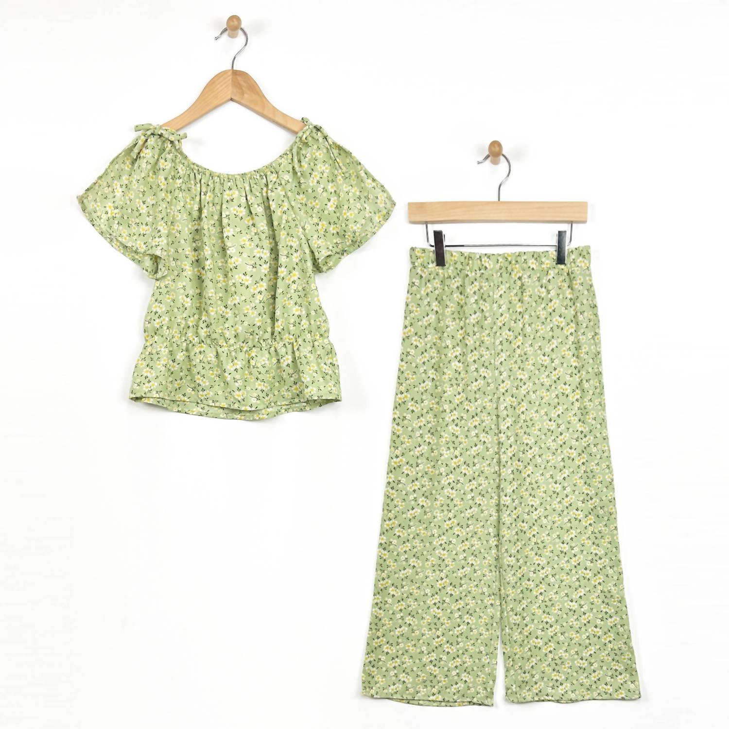 Heart And Arrow - Girls' Flutter Sleeve Floral Pant Set