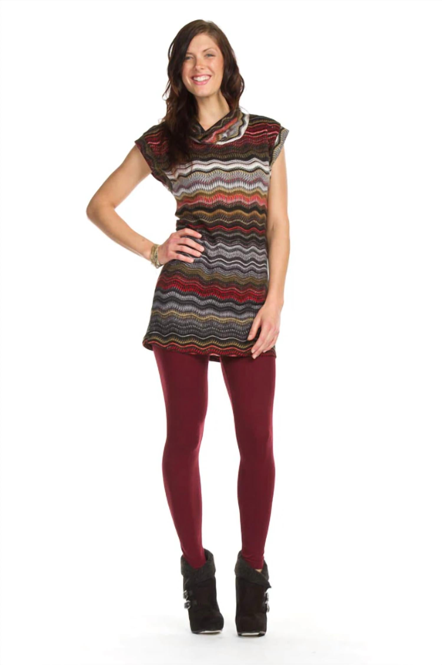 Papillon - Chevron Stripe Cowl Neck Tank Dress