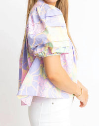 Karlie - Floral Puff-sleeve Top