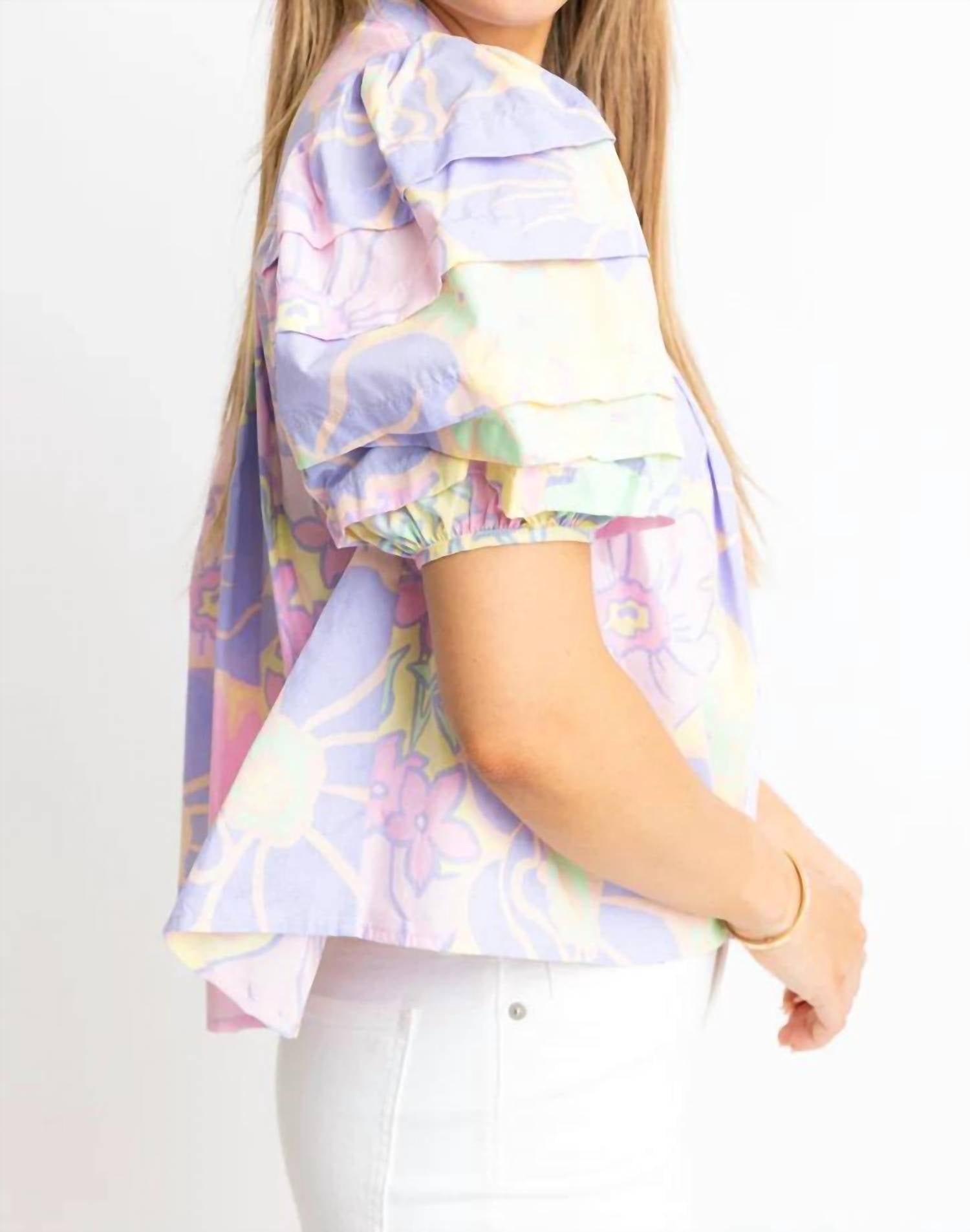 Karlie - Floral Puff-sleeve Top