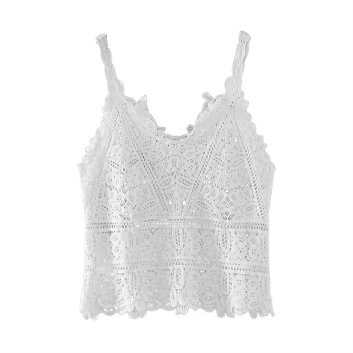 DAVI & DANI Women's Crochet Lace Hollow Camisole Top in white - women's shirt